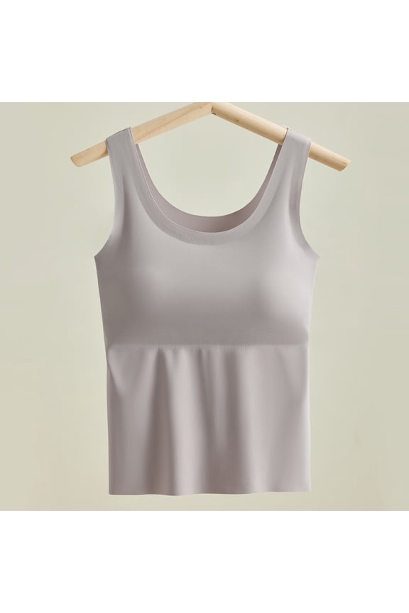 Women's Wide-Strap Ice Silk Vest Built - In Bra Tank Top Spring-Summer Slimming Camisole