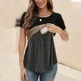 thumbnail image 1 of SEMPAI Womens Nursing Tops Short Sleeve Breastfeeding Shirts Double Layer Postpartum Shirt, 1 of 5