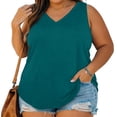 thumbnail image 1 of SEMPAI Womens Plus Size Tank Tops Summer Sleeveless V Neck T Shirts Casual Loose Fit Basic Tees Tunic Tops, 1 of 5