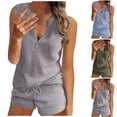 thumbnail image 1 of SEMPAI Womens Ribbed Knit Lounge Set Womens Summer Outfits Sets Short Sleeve Henley Neck Top and Shorts with Pockets, 1 of 5