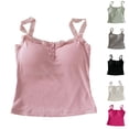 thumbnail image 1 of SEMPAI Womens Striped Lace Trim Cami Crop Top Button Front Spaghetti Strap Y2k Tops, 1 of 5