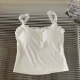 thumbnail image 1 of SEMPAI Womens Striped Lace Trim Cami Crop Top Button Front Spaghetti Strap Y2k Tops, 1 of 5