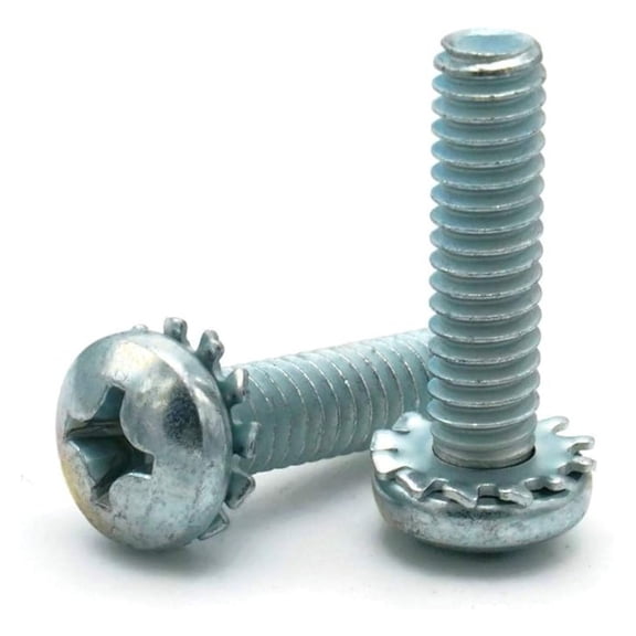 SEMS Screws Phillips Pan Head with External Tooth Lock Washers Zinc #10-32 x 1/4" Qty 1000