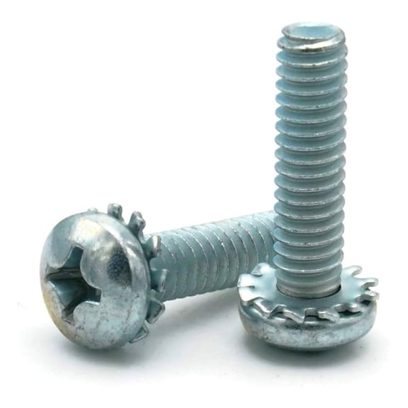 SEMS Screws Phillips Pan Head with External Tooth Lock Washers Zinc #10-32 x 7/8" Qty 1000