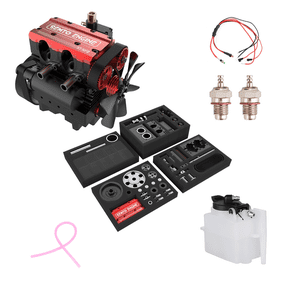 SEMTO ST-NF2 Engine That Works, 7.0cc Inline Double-Cylinder 4-Stroke Air-Cooled Nitro Engine + F-Type Electric Plug, 75ml Fuel Tank, Silicone Oil Pipe & Brush Start Ignition Power Module