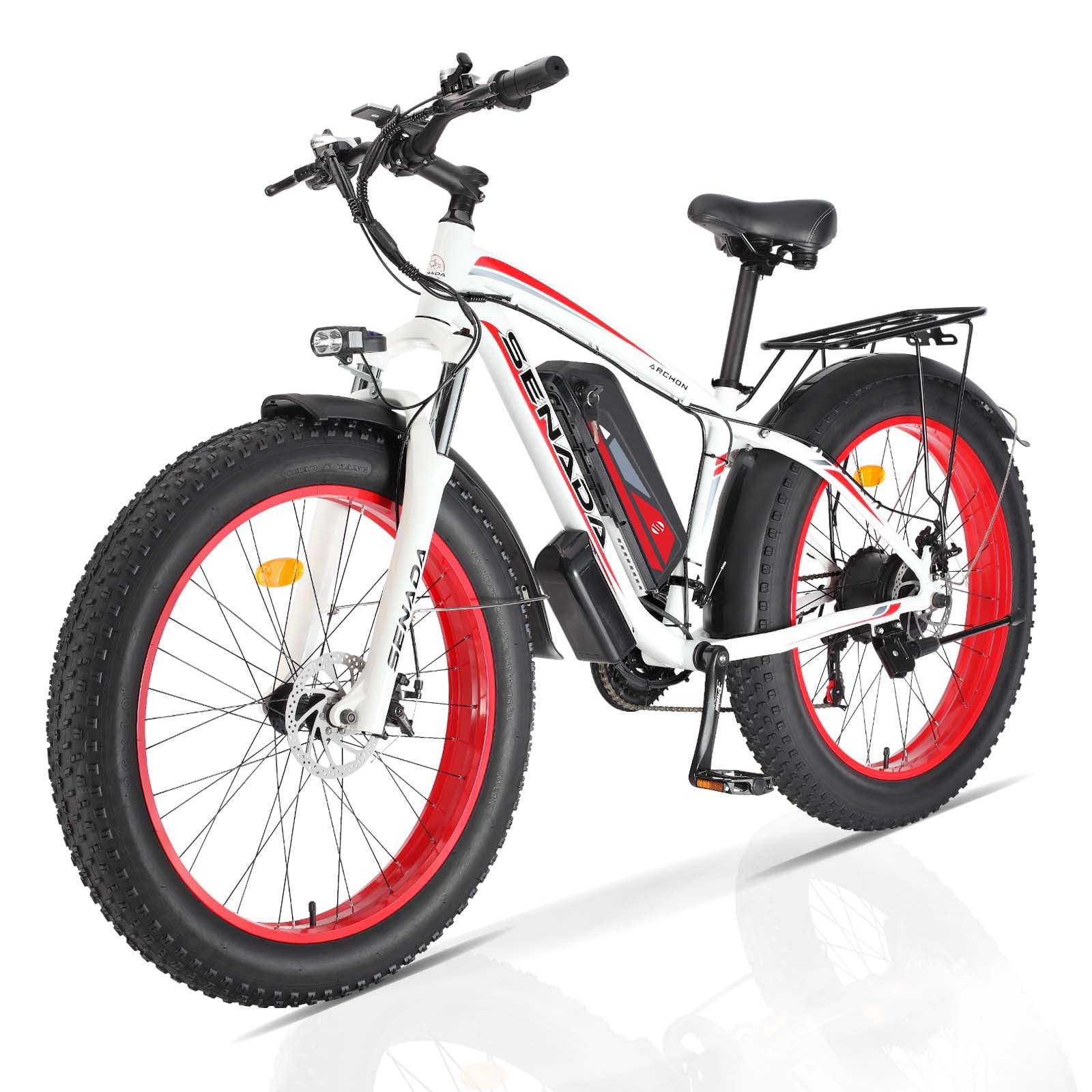 SENADA Electric Bike for Adults, 26"x 4" Fat Tire Ebikes, 1000W Motor Electric Mountain Bicycle Max Speed 30MPH 62 Miles, 48V 17.5Ah Removable Battery & 21-Speed