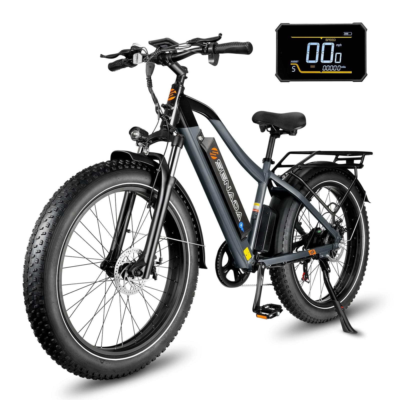 SENADA 26" Fat Tire Electric Bike for Adults, 1000W Peak Mountain Electric Bicycle 30MPH 65Miles Range, Ebike for Adult with 48V 17.5AH Battery, Colorful LCD Display & 7 Speed