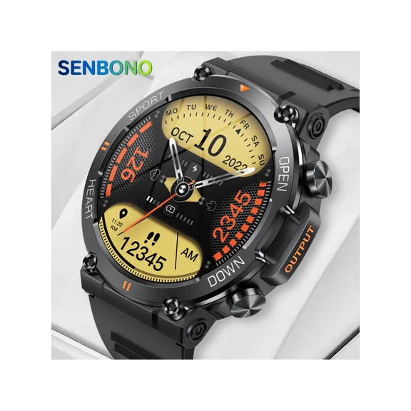 SENBONO Men Smart Watch With Wireless Call, Round Full Touch Screen Custom Dial Wireless Dial Answer Call Watch Fitness Tracker 400mAh Outdoor Sports Smartwatch Men Women ,Gift For Men
