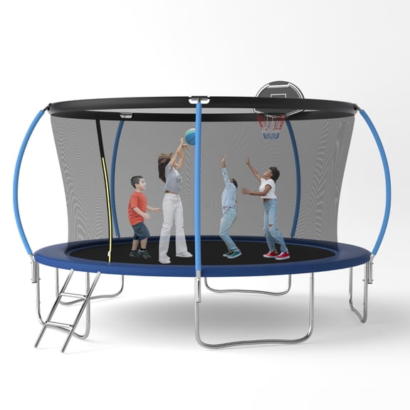 SENCHO GINSYTALIO 14FT Outdoor Tranpoline for Kids and Adults,Tranpoline Weight Capacity 800LBS with Safety Enclosure Net, Backyard Tranpoline for Family