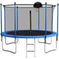 thumbnail image 1 of SENCHO GINSYTALIOR 14FT Outdoor Trampoline for Kids and Adults, Backyard Trampoline with Basketball Hoop , Enclosure Net and Ladder,  Heavy Duty Trampoline Capacity for 2-6 Kids(14FT,Blue）, 1 of 8