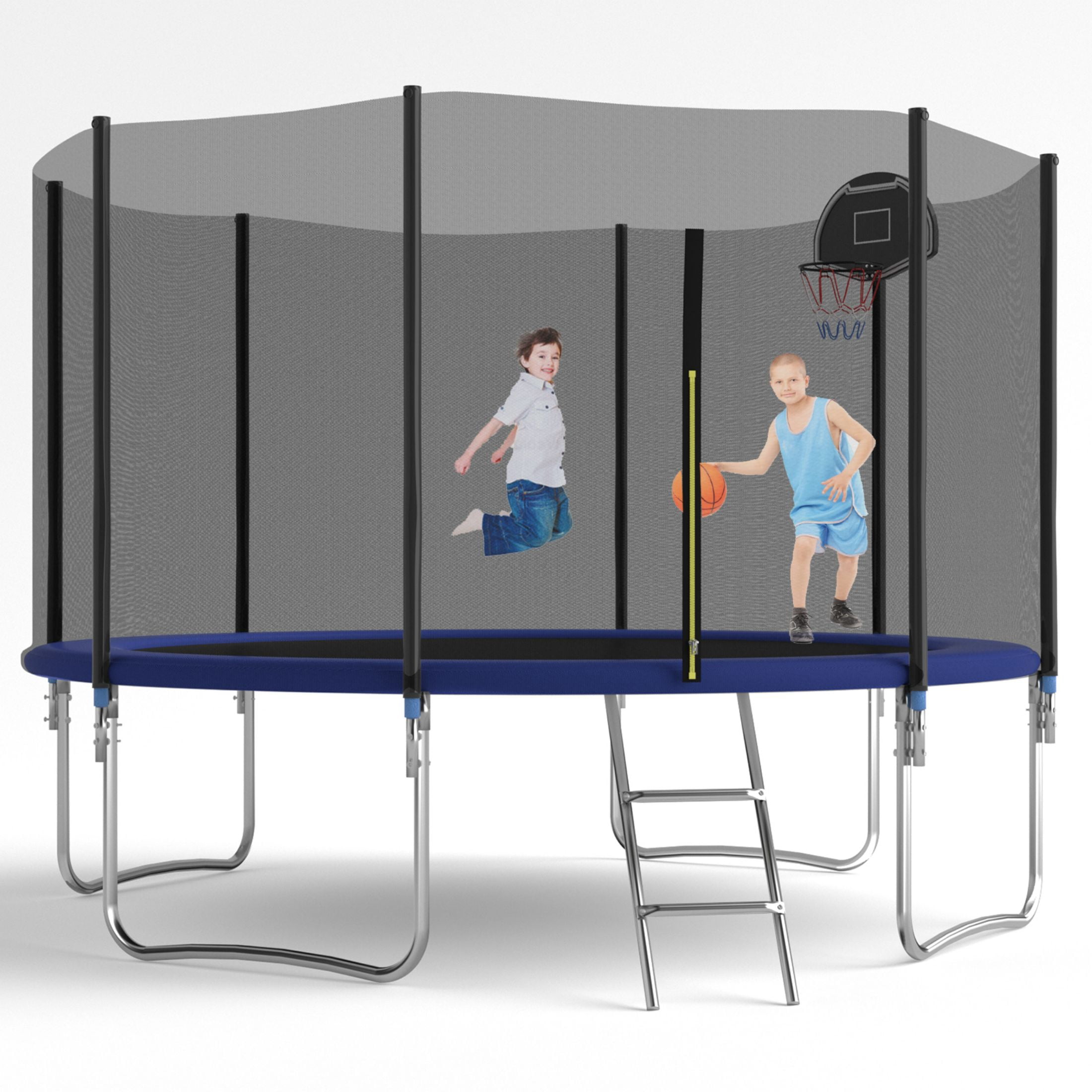 HEVAOTRY 10FT Trampoline for Kids, Recreational Trampoline for Adults, Large Capacity Fitness Trampoline with Basketball Hoop