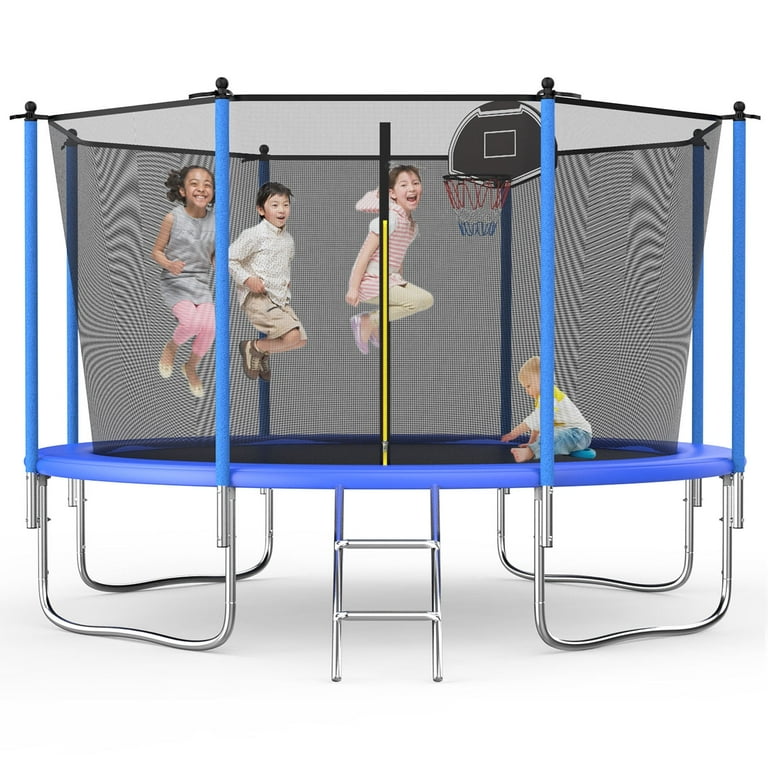 SENCHO GINSYTALIOR 10ft Trampoline, Steel Ladder, 530lbs Safe Net