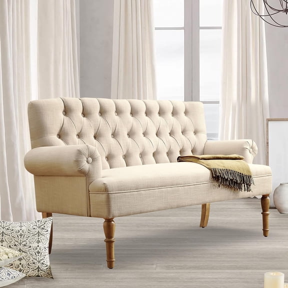 SENCHO GINSYTALIOR 59" W Loveseat Sofa, Mid Century Modern Decor Love Seat Couches for Living Room, Button Tufted Upholstered Small Couch for Bedroom