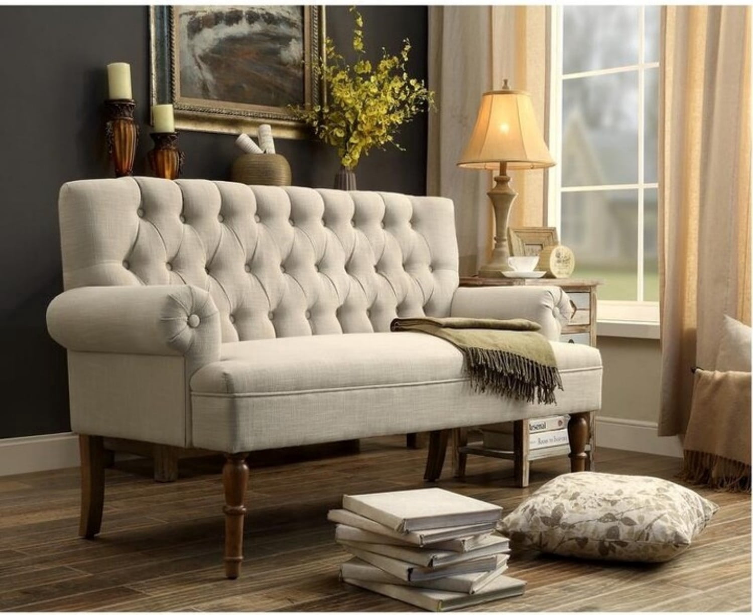 SENCHO GINSYTALIOR 59" W Loveseat Sofa, Mid Century Modern Decor Love Seat Couches for Living Room, Button Tufted Upholstered Small Couch for Bedroom