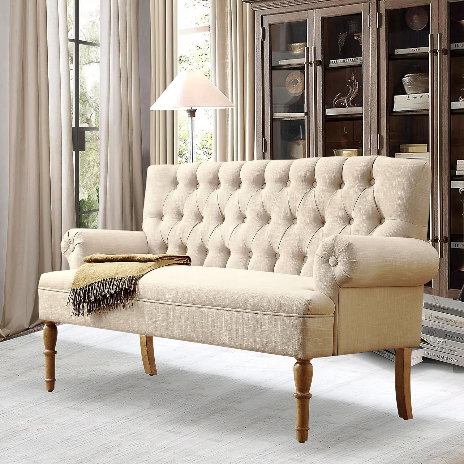 SENCHO GINSYTALIOR 59" W Loveseat Sofa, Mid Century Modern Decor Love Seat Couches for Living Room, Button Tufted Upholstered Small Couch for Bedroom