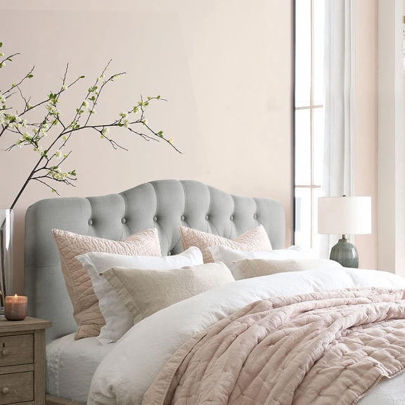 SENCHO GINSYTALIOR Adjustable Height Headboard with Linen Upholstery and Button Tufting for Bedroom, King, Classic Gray