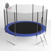 SENCHO GINSYTALIOR Kids Trampoline 10FT Round Trampoline with Basketball Hoop Safety Enclosure Net Ladder Padding-In Net