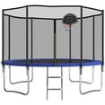 thumbnail image 1 of SENCHO GINSYTALIOR Kids Trampoline 10FT Round Trampoline with Basketball Hoop Safety Enclosure Net Ladder Padding-In Net, 1 of 8