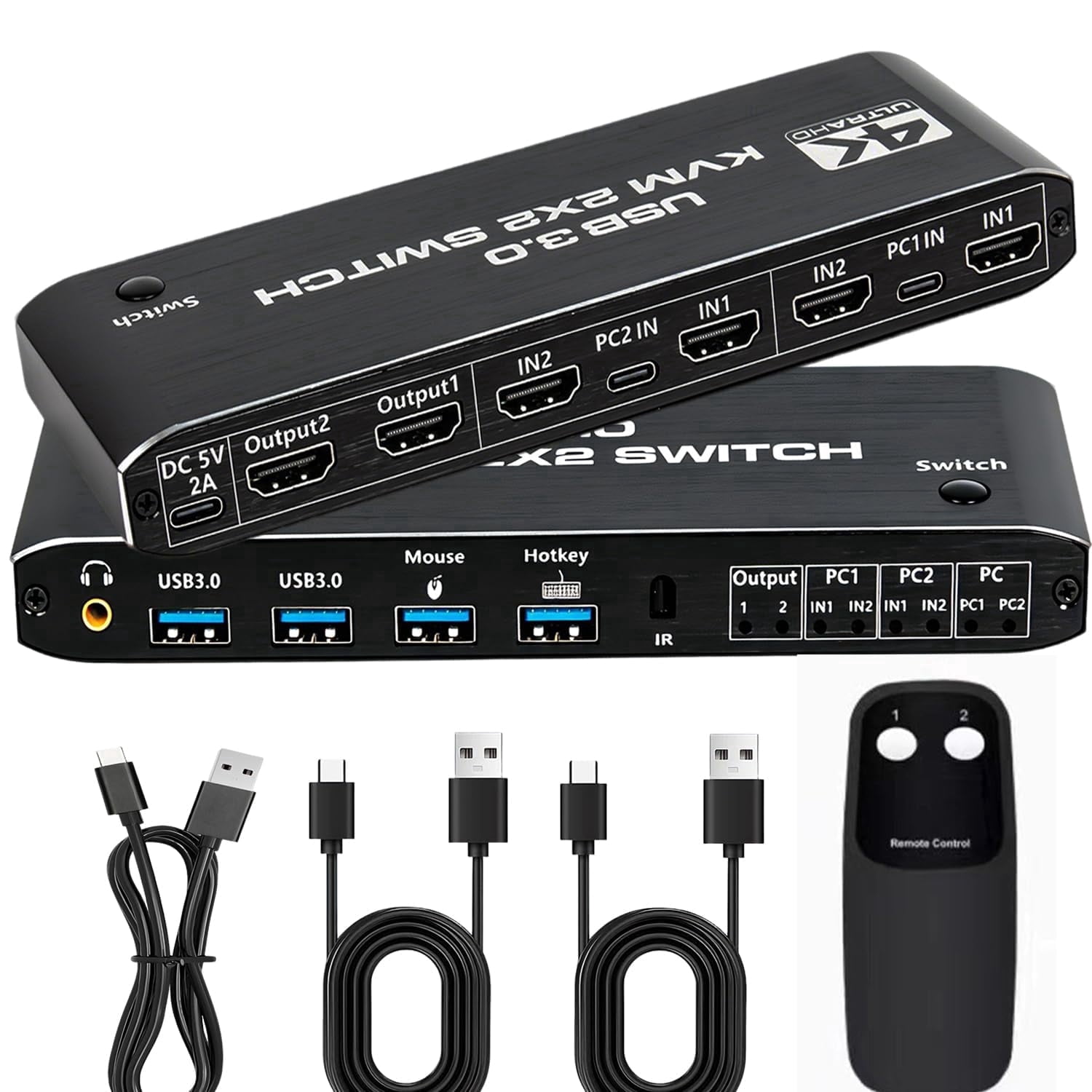 SENCKIT Dual Monitor HDMI KVM Switch for 2 Computers, 4K 60Hz, USB 3.0 ...