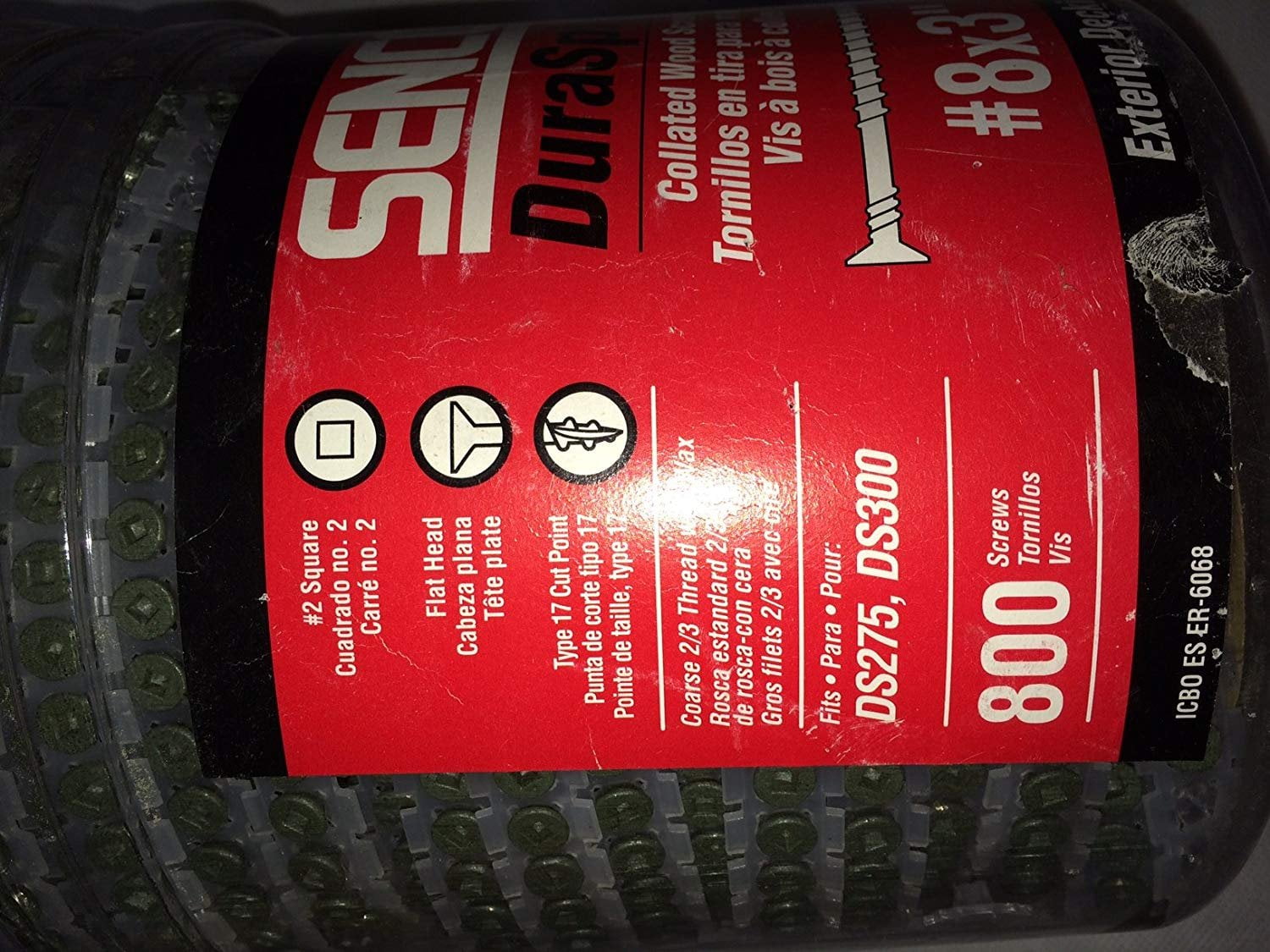 SENCO 08D300W 8Gauge x 3in 2 Square Exterior WX3 Collated Screws 800 pk