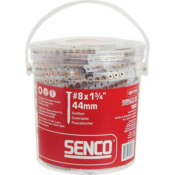 SENCO 08F175Y (1000/Pack) #8 1-3/4 in. Coarse Thread Square-Head Collated Wood to Wood Screw - Yellow Zinc