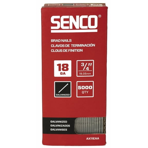 SENCO AX11EAA 18-Gauge 3/4 in. Electro-Galvanized Medium Head Brad Nails (5,000-Pack)