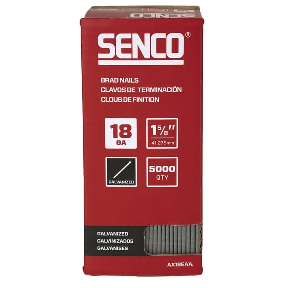 SENCO AX18EAA 18-Gauge 1-5/8 in. Electro-Galvanized Medium Head Brad Nails (5,000-Pack)