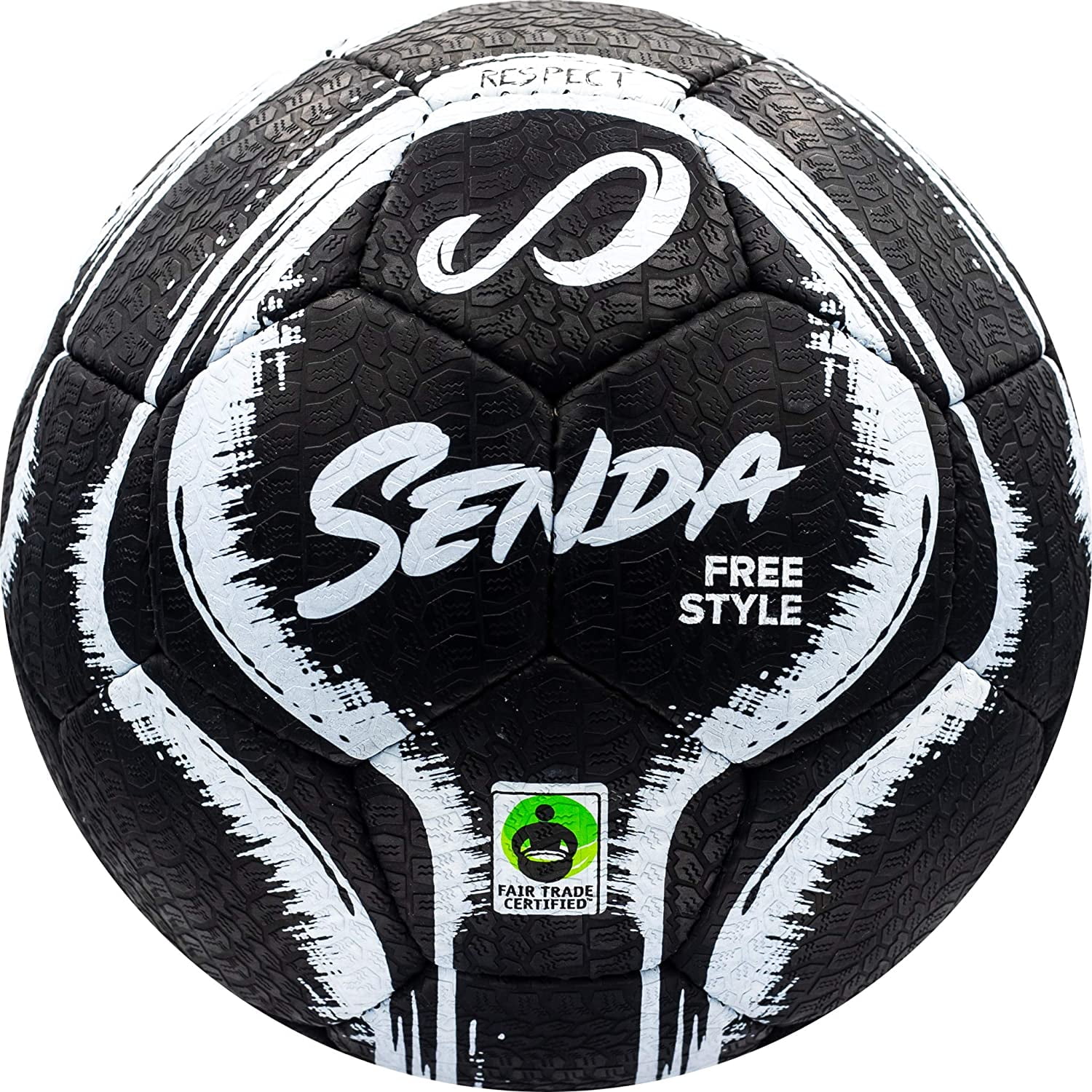 SENDA Street Freestyle, Trick, and Skills Soccer Ball with Rubber Outer Cover, Fair Trade Certified, Black/White, Size 4 (Ages 13 & Up) SENDA Street Freestyle, Trick, and Skills Soccer Ball with Rubber Outer Cover, Fair Trade Certified, Black/White, Size 4 (Ages 13 & Up)