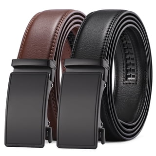 SENDEFN 2 Pack Ratchet Belt for Men,Mens Leather Belt in Gift Set Box for Dress Casual,Size Adjustable Trim to Fit