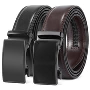 2 Pack Ratchet Belt for Men,Mens Leather Belt in Gift Set Box for Dress Casual,Size Adjustable Trim to Fit