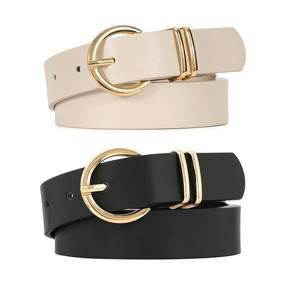 SENDEFN 2 Pack Women Leather Belts with Pin Buckle Waist Belt for Jeans Pants Dresses