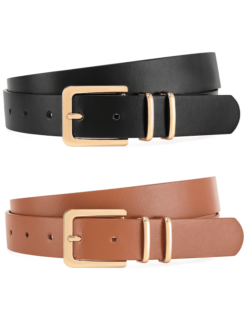 SENDEFN 2 Pack Women Leather Belts with Pin Buckle Waist 