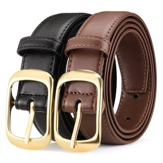 SUOSDEY Skinny Women Slim Leather Belt Silver Buckle Ladies  display picture 2