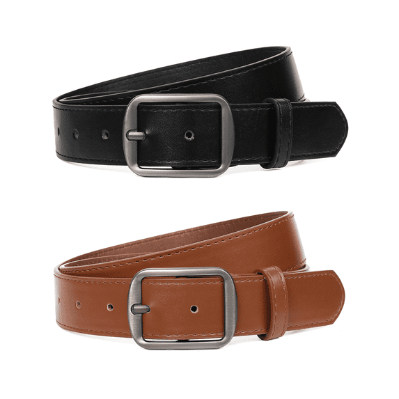 SENDEFN 2 Pack Women's Soft Leather Belt for Jeans Pants Dress Fashion Ladies Waist Belt with Elegant Buckle