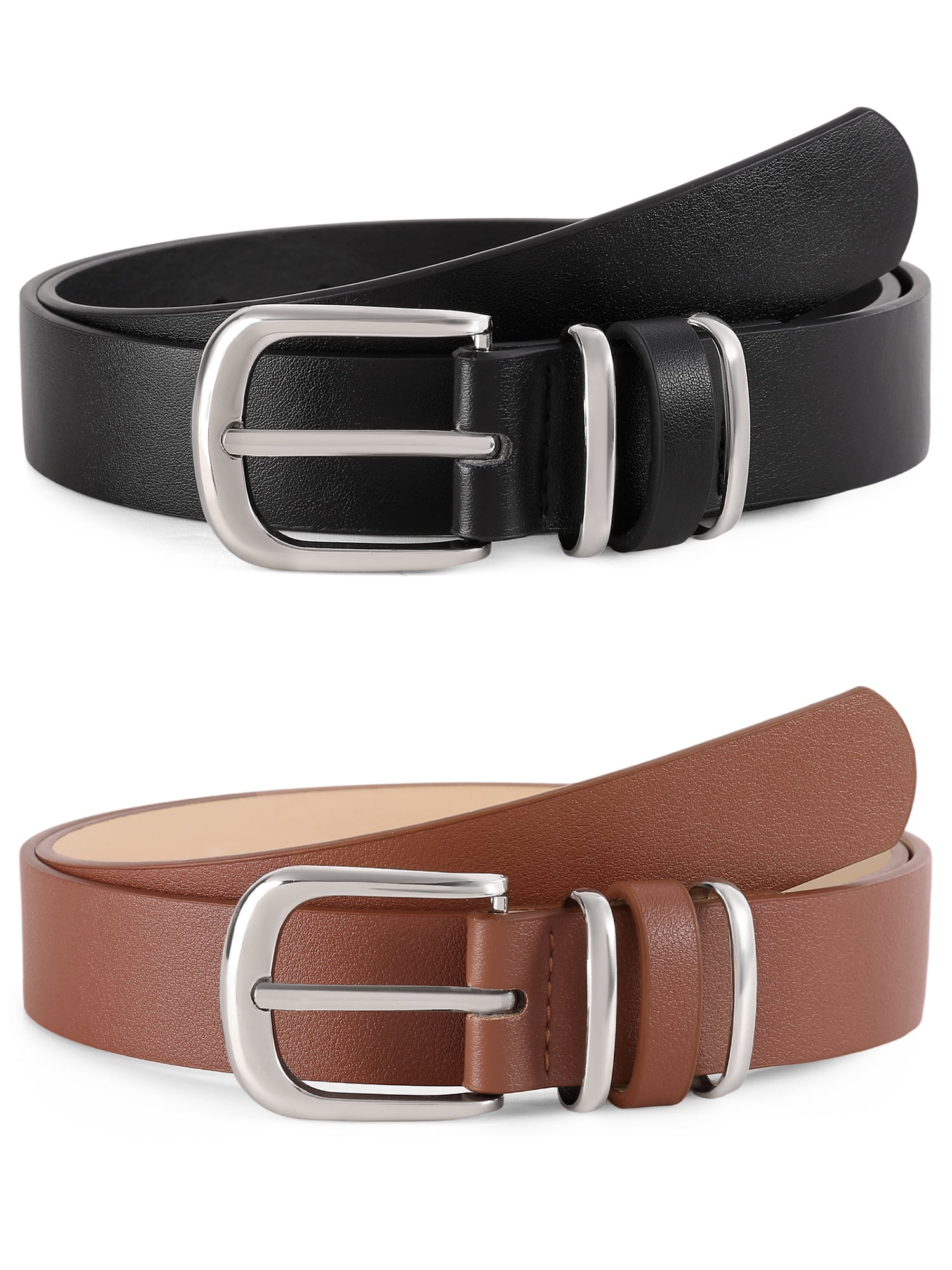 9712 Women\'s Two-in-one Reversible Casual Belt For Jeans, Trousers AWAYTR Womens Reversible Belts for Jeans, Two-in-One PU  main image 2
