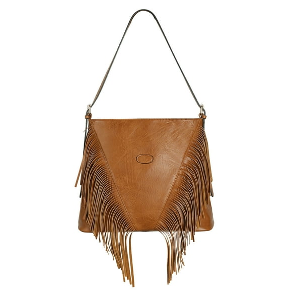 SENDEFN Fringe Hobo Bags for Women Vintage Leather Crossbody Bag Hippie Western Purses Tassel Shoulder Bag