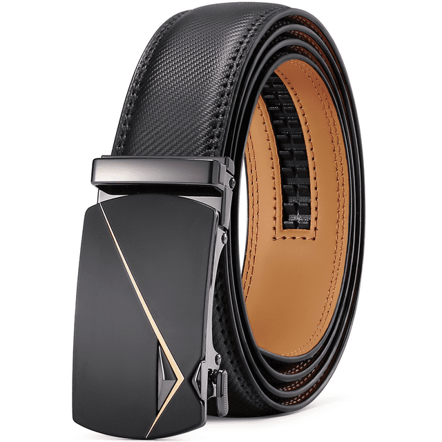 SENDEFN Leather Belt for Men Automatic Ratchet Buckle Slide Dress ...