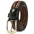 thumbnail image 1 of SENDEFN Leather Braided Belts for Men, 1 3/8" Casual Woven Leather Belt for Men Jeans Golf Dress Pants with Gift Box, 1 of 6