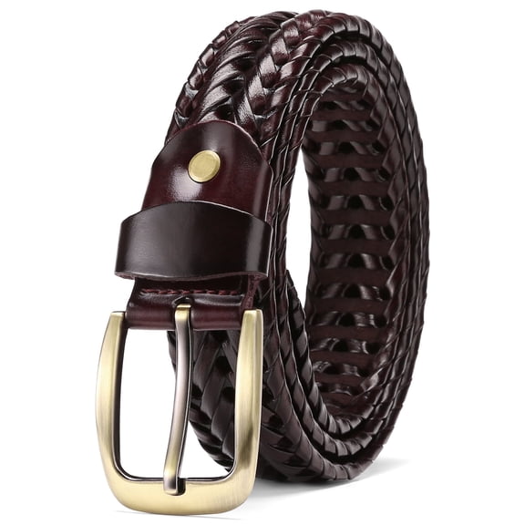 SENDEFN Leather Braided Belts for Men, 1 3/8" Casual Woven Leather Belt for Men Jeans Golf Dress Pants with Gift Box