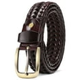 thumbnail image 1 of SENDEFN Leather Braided Belts for Men, 1 3/8" Casual Woven Leather Belt for Men Jeans Golf Dress Pants with Gift Box, 1 of 6