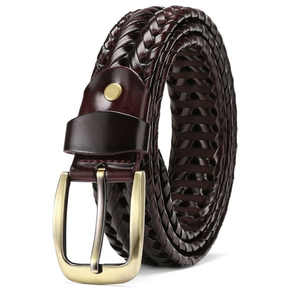 SENDEFN Leather Braided Belts for Men, 1 3/8" Casual Woven Leather Belt for Men Jeans Golf Dress Pants with Gift Box