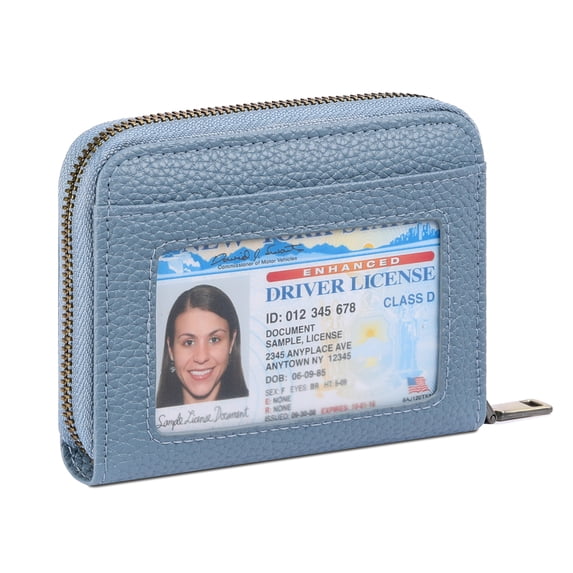 SENDEFN Leather Credit Card Holder Wallet for Women RFID Small Zipper Card Case with ID Window