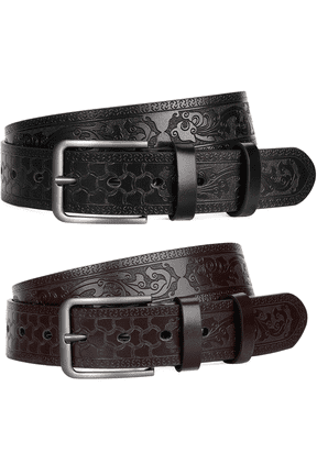Leather Dress Belt Men 2 Pack - 1.5" Wide Mens Belts for Work Business Casual Jeans