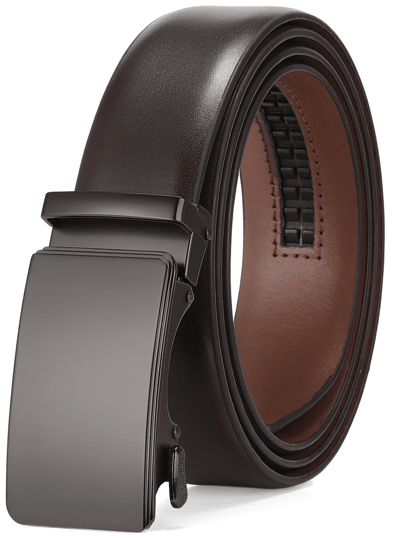 SENDEFN Men's Leather Belt Automatic Ratchet Buckle Slide Belt for ...