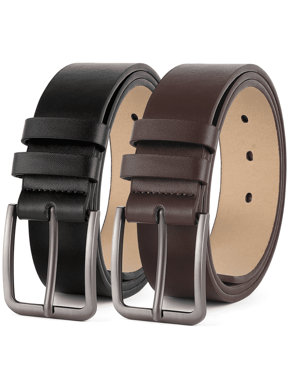 Mens Belt 2 Pack - Men Leather Belt Design for Work Business and Casual Golf Jeans-Everyday Wear,Gifts for Men