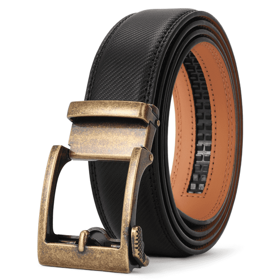 SENDEFN Mens Ratchet Belt Leather 1 3/8'' Adjustable Belts for Mens Dress Casual Jeans Comfort Trim to Fit with Gift Box