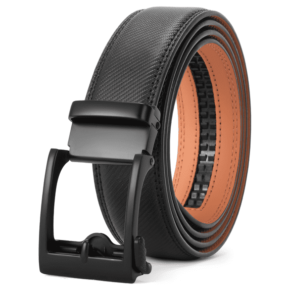 SENDEFN Mens Ratchet Belt Leather 1 3/8'' Adjustable Belts for Mens Dress Casual Jeans Comfort Trim to Fit with Gift Box
