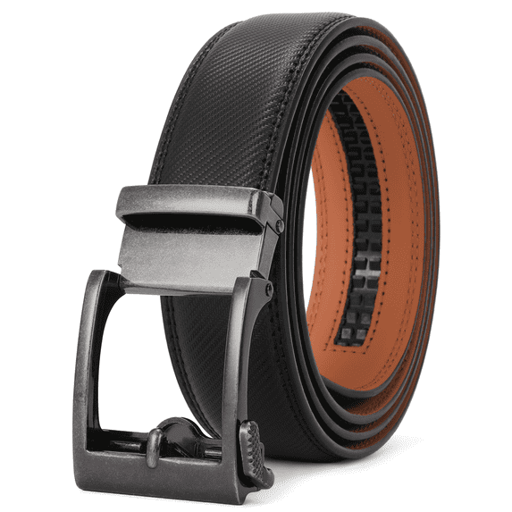 SENDEFN Mens Ratchet Belt Leather 1 3/8'' Adjustable Belts for Mens Dress Casual Jeans Comfort Trim to Fit with Gift Box