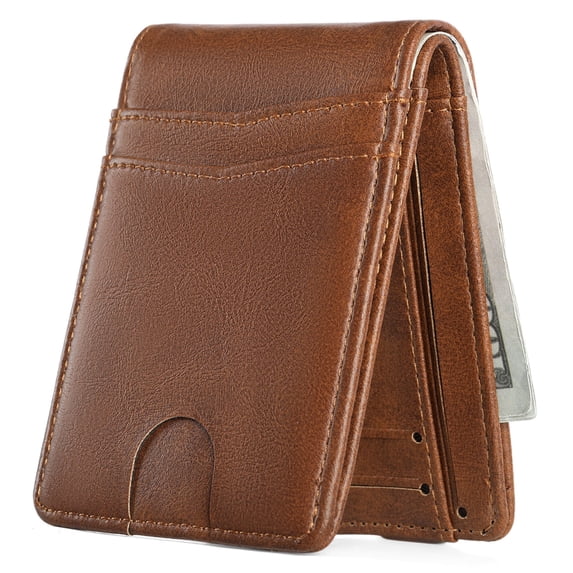 SENDEFN Slim Wallet for Men ID Window with RFID Blocking Front Pocket Minimalist Bifold Bussiness Card Holder Gift for Men