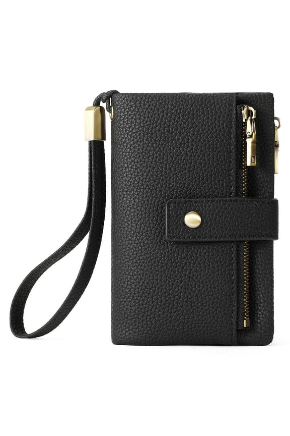 Small Womens Wallet Leather Bifold Card Holder RFID Blocking with Zipper Coin Pocket